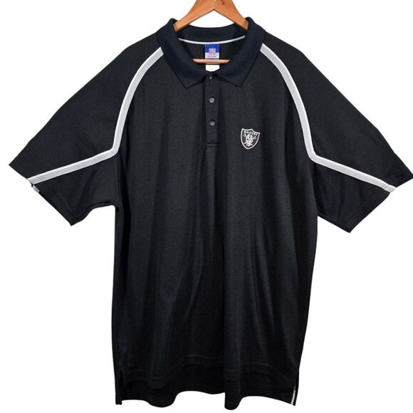Vtg Reebok NFL Team Apparel Polo Oakland Raiders Mens‎ 2XL Black Shirt Las Vegas - Picture 1 of 10